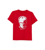 Atatürk Baskılı İmza Detay Kırmızı Tşört