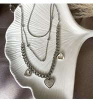 Silver Üçlü Çelik Kolye