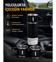 500 ml Paslanmaz Çelik Termos Seti – Sızdırmaz, Vakumlu, Isı Koruma Özellikli, Taşınabilir Termos