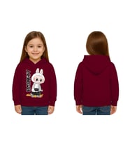 Unisex Baskılı Çocuk Swaetshirt Labubu Baskılı Kapüşonlu 3 İplik Şardonlu (Bordo)
