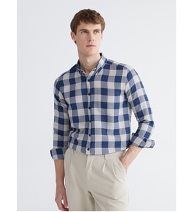LCWAIKIKI Classic Bej Regular Fit Ekose Erkek Gömlek