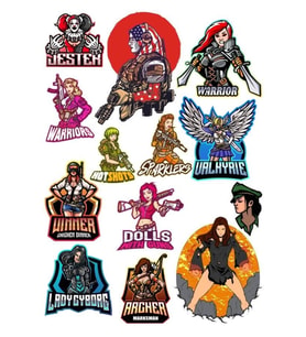 Savaşçı Kadın Sticker Set-1 12 Parça Telefon, Tablet, Defter, Laptop Sticker