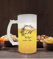 BK Gift Kişiye Özel Baş Harf İsim Tasarımlı Buzlu Cam Bira Bardağı 50cl-4 (Beyaz)