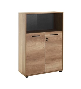 Adore Mobilya Newyork 3 Raflı Kilitli Kapaklı Kitaplık-Açık Ceviz(Tori) 72x110x34 cm (GxYxD)