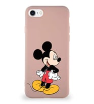 Apple iPhone SE 2022 Soft Premier Kapak Mickey Mouse-D Tasarımlı Silikon Kılıf - Pudra (Şeffaf)