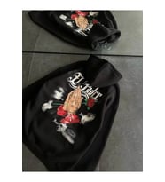 Üç İplik Penye Uzun Kol Kapşonlu Baskılı SweatShirt - Siyah