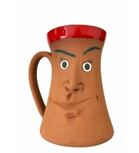 Kabartma emojili el yapımı kupa bardak (Kırmızı)