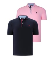 İKİLİ SET T8582 DEWBERRY ERKEK T-SHIRT-LACİVERT-PEMBE