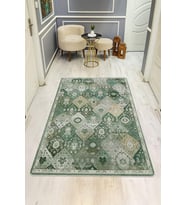 Parlak Kadife Kumaş VINTAGE Dijital Baskı Dot Kaymaz Tabanlı Halı H1062