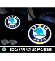 Skoda Araçlar İçin Pilli Yapıştırmalı Kapı Altı Led Logo
