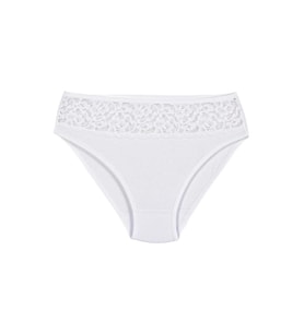 12 Adet Yıldız Bayan Likralı Dantelli Bikini Külot Beyaz 3785