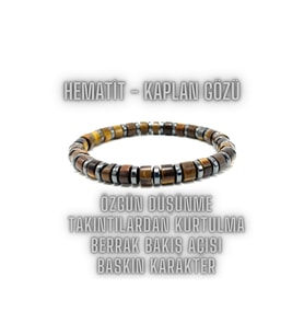 SERTİFİKALI Hematit Kaplan Gözü Doğal Taş Özel Kesim Bileklik  6mm Misinalı