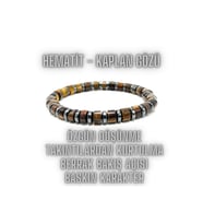SERTİFİKALI Hematit Kaplan Gözü Doğal Taş Özel Kesim Bileklik  6mm Misinalı