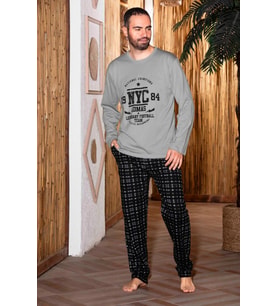 Erkek Penye Pamuk Regular Kalıp Sıfır Yaka Pijama Takımı A803123