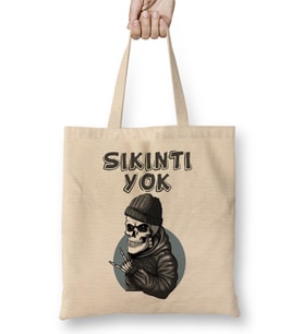 Sıkıntı Yok Komik Bez Çanta Uzun Saplı