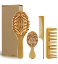 4 Parçadan Oluşan %100 Bambu Doğal Fırça Tarak Seti (Standart)