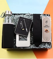 Kişiye Özel 32 gb Usb Siyah Kalem & Siyah Kravat & Özel Kılıflı 500 Ml Su Matarası & Rebul Kolonya Hediye Seti