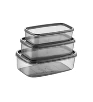Oval 3 Parça Hava Almaz Sızdırmaz Saklama Kabı Seti Füme (300/500/800 ml)