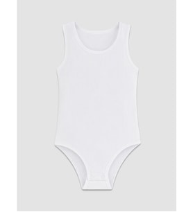 LCW Kids Beyaz Bisiklet Yaka Kız Çocuk Çıtçıtlı Body