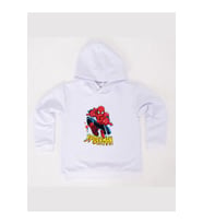 Spiderman baskılı örümcek adam kapüşonlu pamuklu kumaş çocuk sweatshirt (Beyaz)