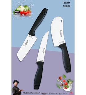Eco Serisi Mutfak Bıçak Seti Et Ekmek Sebze Pizza Salata Börek Şef Bıçağı 3 Lü Set ( Mft-123)