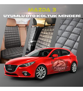 Mazda 3 Antrasit Renk Tay Tüyü Cepli & Terletmez Sırtlı Oto Koltuk Minder Seti - Koltuk Koruma Kılıfı (ÖN & ARKA TAM SET)