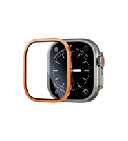 Apple Watch Ultra 49mm Uyumlu Zore ALM-01 Metal Çerçeveli Ekran Koruyucu (Turuncu)