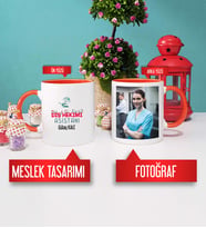Diş Hekimi Asistanına Hediye Diş Hekimi Asistanı Kupa Bardak Turuncu Fotoğraflı