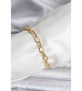 14K Gold Renk Kaplama Lazerli Zincir Model CM Kadın Bileklik 5886 - SSSSSS9592-3035
