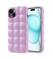 Apple iPhone 15 Plus Uyumlu Kılıf Silikon Parlak Esnek Yumuşak Kabartmalı Zore Dom Dom Kapak (Lila)