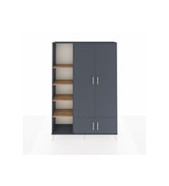 Arges Dolap 6 Raflı 4 Kapaklı Tek Askılı 132x30x195 Antrasit-Antrasit/Çam