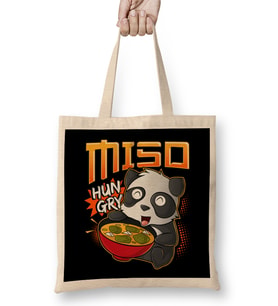Miso Hungry Kawaii Panda Cute Anime Noodles Ramen Bez Çanta Uzun Saplı