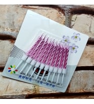 VIP KALİTE BURGULU PEMBE PASTA MUMU PEMBE DOĞUM GÜNÜ MUMU 10 ADET PEMBE MUM PİNK BIRTHDAY CANDLE