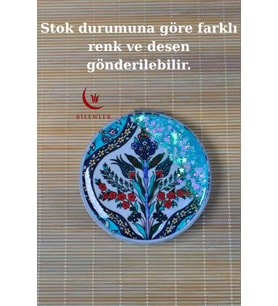 Cep Çanta Aynası,Makyaj Aynası Etnik Desenli Dikdörtgen 6,5x8,5cm