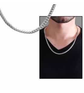 Silver Renk Çelik Erkek Press Snake Zincir (Çok Renkli)