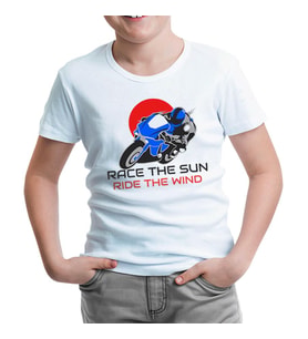 Motorcycle Race the Sun Beyaz Çocuk Tshirt