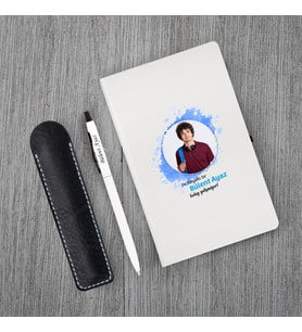 Kişiye Özel Kolay Yetişmiyor Seti Beyaz Defter & Metal Beyaz Tükenmez Kalem
