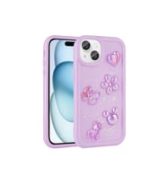 Apple iPhone 15 Plus Uyumlu Kılıf Kabartma Figürlü Parlak Zore Toys Silikon Kapak (Mor)