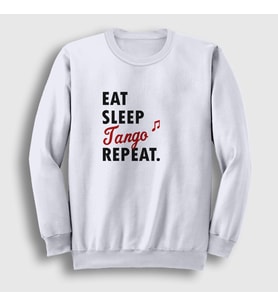 Presmono Unisex Beyaz Eat Sleep Tango Repeat Hediye Dance Dansçı Sweatshirt 464602tt (Beyaz)