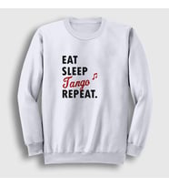 Presmono Unisex Beyaz Eat Sleep Tango Repeat Hediye Dance Dansçı Sweatshirt 464602tt (Beyaz)