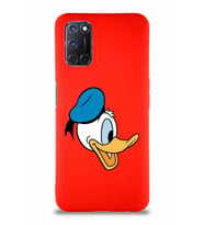 Oppo A72 Soft Premier Kapak Donald Duck-F Tasarımlı Silikon Kılıf - Kırmızı (Şeffaf)