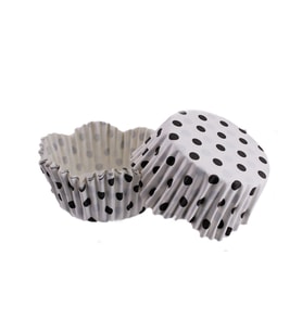 Cupcake Kalıbı Pet Kapsül Dalgalı Kek Kalıbı 65X38 MM (100 Adet)  Puantiyeli  Beyaz
