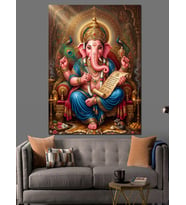Bilge Ganesha Heykel Sanatı Dekoratif Kanvas - Mdf Ahşap Tablo