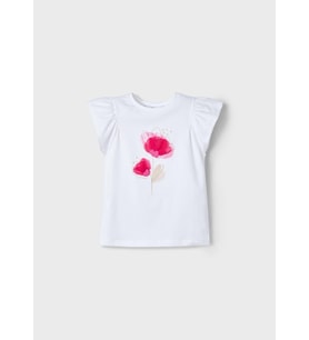 Mayoral Kız Çocuk Çiçekli Tshirt Ekru