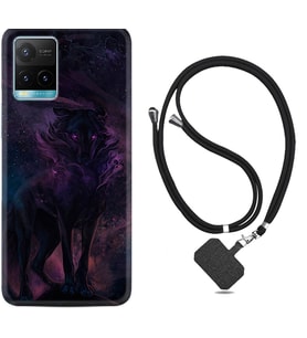 Vivo Y11S Y21S Y20 Y20S Y70 Kılıf Boyun Askılı Silikon Black Purple Wolf 1791