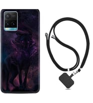 Vivo Y11S Y21S Y20 Y20S Y70 Kılıf Boyun Askılı Silikon Black Purple Wolf 1791