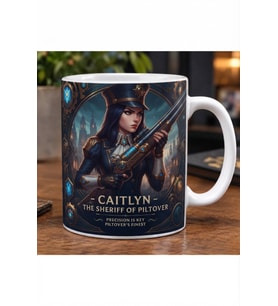 League of Legends Caitlyn Özel Tasarım Baskılı Beyaz Kupa Bardak - Koleksiyonluk Oyuncu Kupası