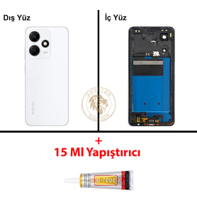 Infinix Hot 30 Beyaz Uyumlu Orta Kasa + B7000 Yapıştırıcı Full Kasa Kapak Gövde Housing