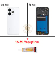 Infinix Hot 30 Beyaz Uyumlu Orta Kasa + B7000 Yapıştırıcı Full Kasa Kapak Gövde Housing