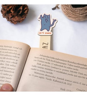 Kişiye Özel Dans Eden Kedi İsimli Ahşap Kitap Okuma Ayracı